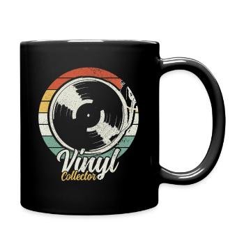 Vinyl Schallplatte Vintage DJ Geschenk - Tasse einfarbig - Schwarz - Rechts