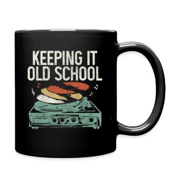 Vinyl Schallplatte Vintage DJ Geschenk - Tasse einfarbig - Schwarz - Rechts