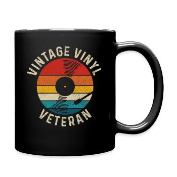 Vinyl Schallplatte Vintage DJ Geschenk - Tasse einfarbig - Schwarz - Rechts