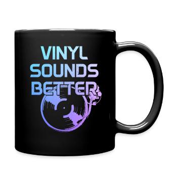 Vinyl Schallplatte Vintage DJ Geschenk - Tasse einfarbig - Schwarz - Rechts