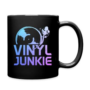 Vinyl Schallplatte Vintage DJ Geschenk - Tasse einfarbig - Schwarz - Rechts