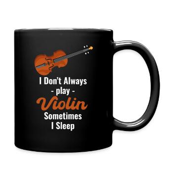 Je ne joue pas toujours du violon, parfois je dors - Mug uni - noir - Droite