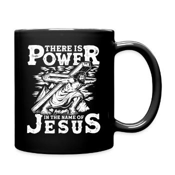 Kraft im Namen Jesu Jahrgang 1 Kreuz 3 - Tasse einfarbig - Schwarz - Rechts