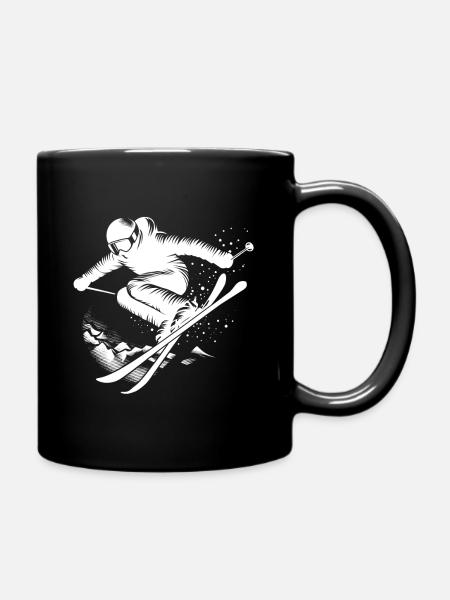 Saut à ski, Ski, Piste, Ski, Vacances, plaisir - Mug uni - noir