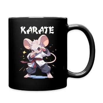 Lustige japanische Karate Maus Kawaii Karateka - Tasse einfarbig - Schwarz - Rechts