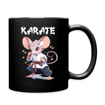 Lustige japanische Karate Maus Kawaii Karateka - Tasse einfarbig - Schwarz - Rechts