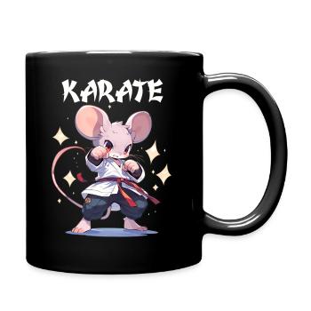 Lustige japanische Karate Maus Kawaii Karateka - Tasse einfarbig - Schwarz - Rechts