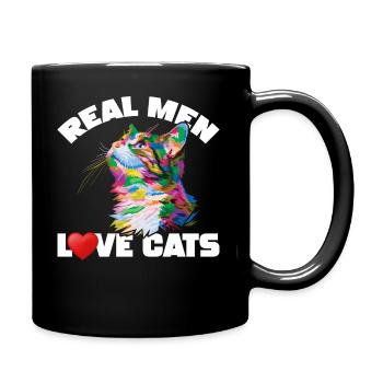 Real Men Love Cats - Full Colour Mug - black - Right