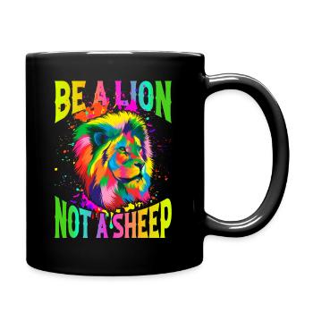 Be a lion, not a sheep - Full Colour Mug - black - Right