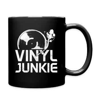 Vinyl Schallplatte Sammler DJ Geschenk - Tasse einfarbig - Schwarz - Rechts