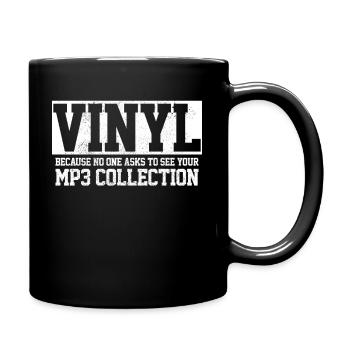 Vinyl Schallplatte Sammler DJ Geschenk - Tasse einfarbig - Schwarz - Rechts