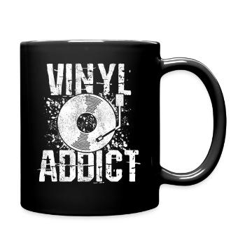 Vinyl Schallplatte Sammler DJ Geschenk - Tasse einfarbig - Schwarz - Rechts