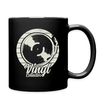 Vinyl Schallplatte Sammler DJ Geschenk - Tasse einfarbig - Schwarz - Rechts