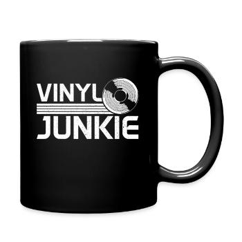 Vinyl Schallplatte Sammler DJ Geschenk - Tasse einfarbig - Schwarz - Rechts