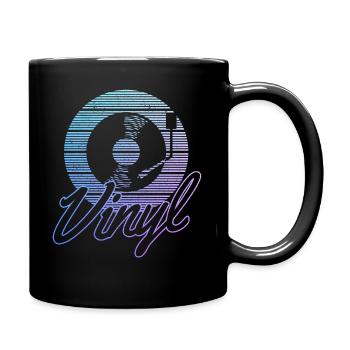 Vinyl Schallplatte Sammler DJ Geschenk - Tasse einfarbig - Schwarz - Rechts