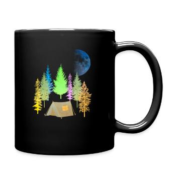 Forêt pleine lune camping - Mug uni - noir - Droite