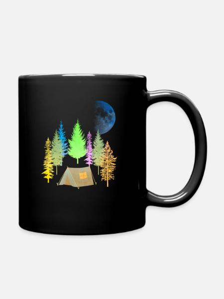 Forêt pleine lune camping - Mug uni - noir