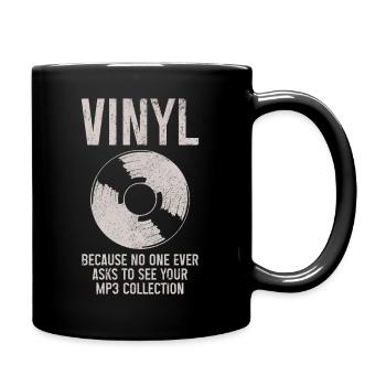 Vinyl Schallplatte Sammler DJ Geschenk - Tasse einfarbig - Schwarz - Rechts
