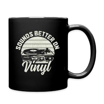 Vinyl Schallplatte Sammler DJ Geschenk - Tasse einfarbig - Schwarz - Rechts