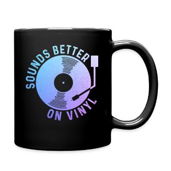 Vinyl Schallplatte Sammler DJ Geschenk - Tasse einfarbig - Schwarz - Rechts