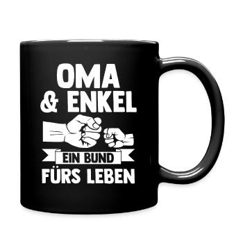 Oma Großmutter und Enkel - Tasse einfarbig - Schwarz - Rechts
