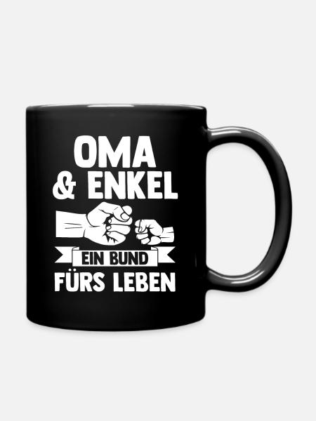 Oma Großmutter und Enkel - Tasse einfarbig - Schwarz