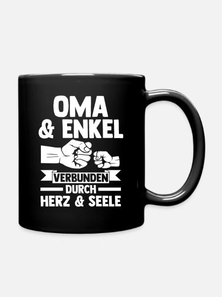 Oma Großmutter und Enkel - Tasse einfarbig - Schwarz