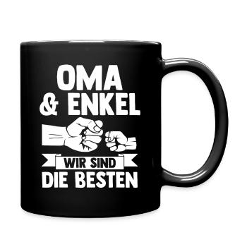 Oma Großmutter und Enkel - Tasse einfarbig - Schwarz - Rechts