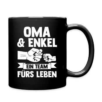 Oma Großmutter und Enkel - Tasse einfarbig - Schwarz - Rechts