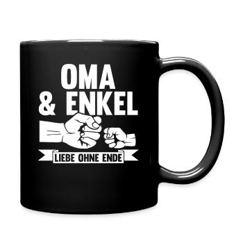 Oma Großmutter und Enkel - Tasse einfarbig - Schwarz - Rechts