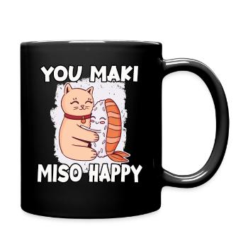 Lustiger Sushi-Fan Sushi-Liebhaber Kawaii Nigiri - Tasse einfarbig - Schwarz - Rechts