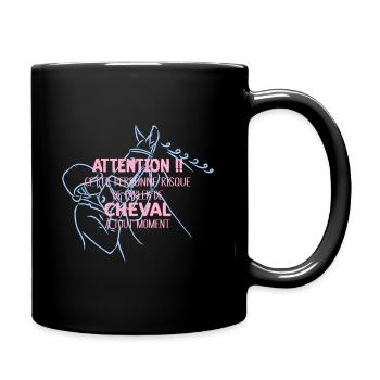 Attention Accro Cheval Idée Cadeau Pour Cavalière - Mug uni - noir - Droite