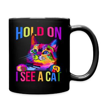 Wait, I see a cat - Full Colour Mug - black - Right