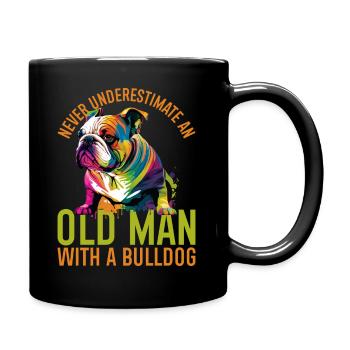Unterschätze niemals einen alten Mann - Tasse einfarbig - Schwarz - Rechts