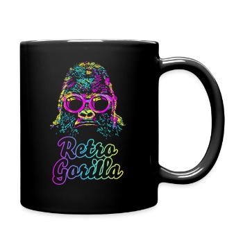 Retro Gorilla - Tasse einfarbig - Schwarz - Rechts
