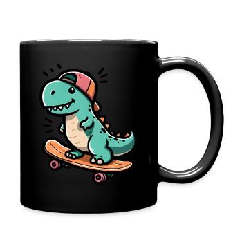 Dino Skater - Cooler sk8 raptor - Tasse einfarbig - Schwarz - Rechts