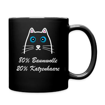 80% Baumwolle 20% Katzenhaare Katzenliebhaber - Tasse einfarbig - Schwarz - Rechts