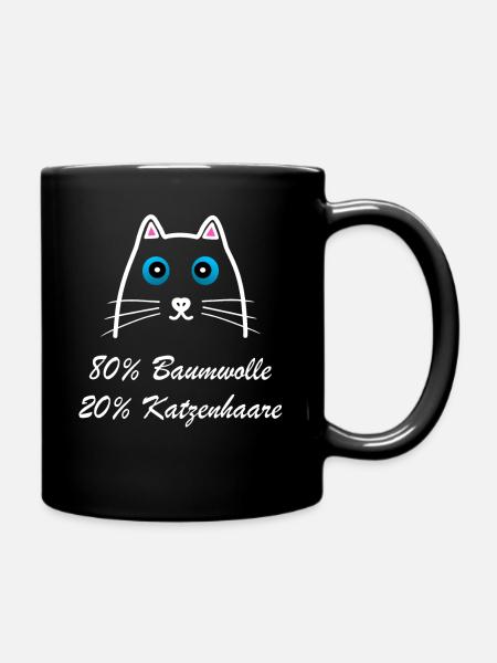 80% Baumwolle 20% Katzenhaare Katzenliebhaber - Tasse einfarbig - Schwarz