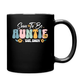Soon To Be Auntie Est 2024 New Aunt Pregnancy - Full Colour Mug - black - Right