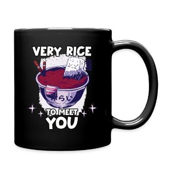 Niedliches Sushi-Motiv Nigiri Männer und Frauen - Tasse einfarbig - Schwarz - Rechts