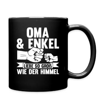 Oma Großmutter und Enkel - Tasse einfarbig - Schwarz - Rechts