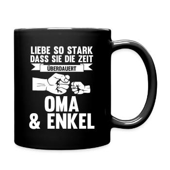 Oma Großmutter und Enkel - Tasse einfarbig - Schwarz - Rechts