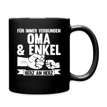Oma Großmutter und Enkel - Tasse einfarbig - Schwarz - Rechts