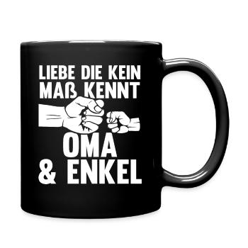 Oma Großmutter und Enkel - Tasse einfarbig - Schwarz - Rechts