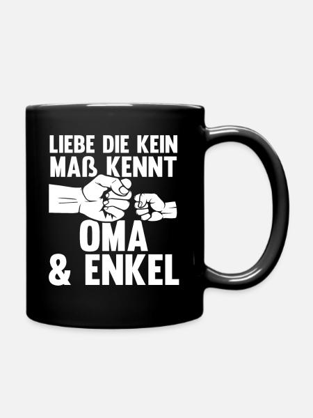 Oma Großmutter und Enkel - Tasse einfarbig - Schwarz