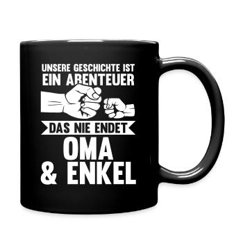 Oma Großmutter und Enkel - Tasse einfarbig - Schwarz - Rechts
