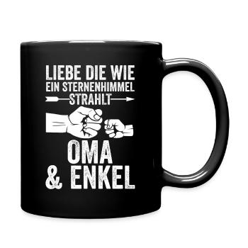 Oma Großmutter und Enkel - Tasse einfarbig - Schwarz - Rechts