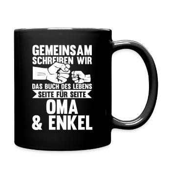 Oma Großmutter und Enkel - Tasse einfarbig - Schwarz - Rechts
