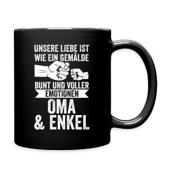 Oma Großmutter und Enkel - Tasse einfarbig - Schwarz - Rechts