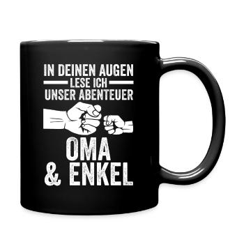 Oma Großmutter und Enkel - Tasse einfarbig - Schwarz - Rechts